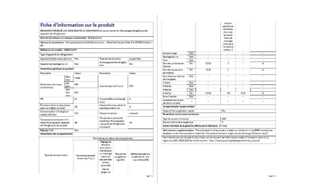 Réfrigérateur congélateur en bas Lg GBBS322APY