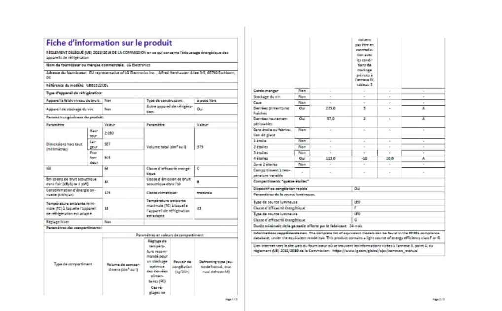 Réfrigérateur congélateur en bas Lg GBBS322CEV