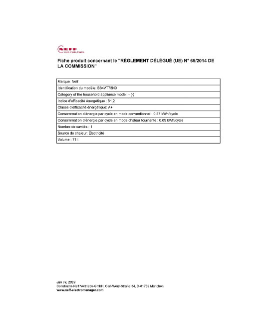 Four encastrable Neff B64VT73N0