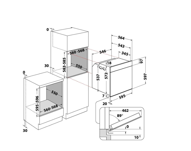 Four encastrable Whirlpool WOI7A8FPT1SXAF