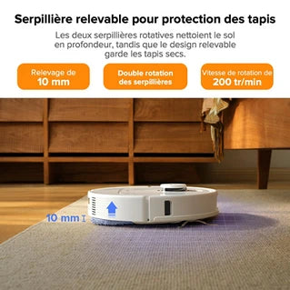 Aspirateur robot Roborock Aspirateur robot Qrevo Pro avec lavage à l'eau chaude à 60 °C (version améliorée du Qrevo S/S7 Max Ultra), lavage et nettoyage intelligents,