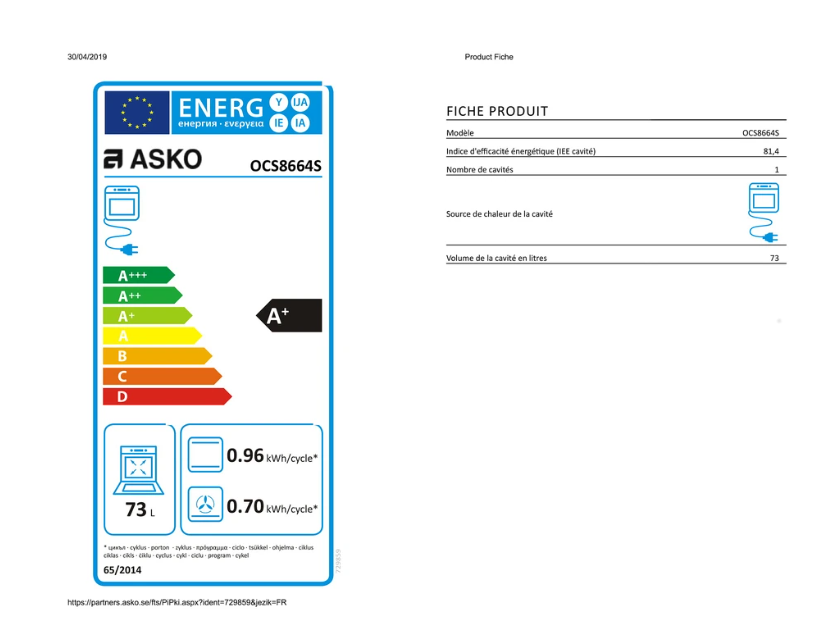 Four encastrable Asko OCS8664S