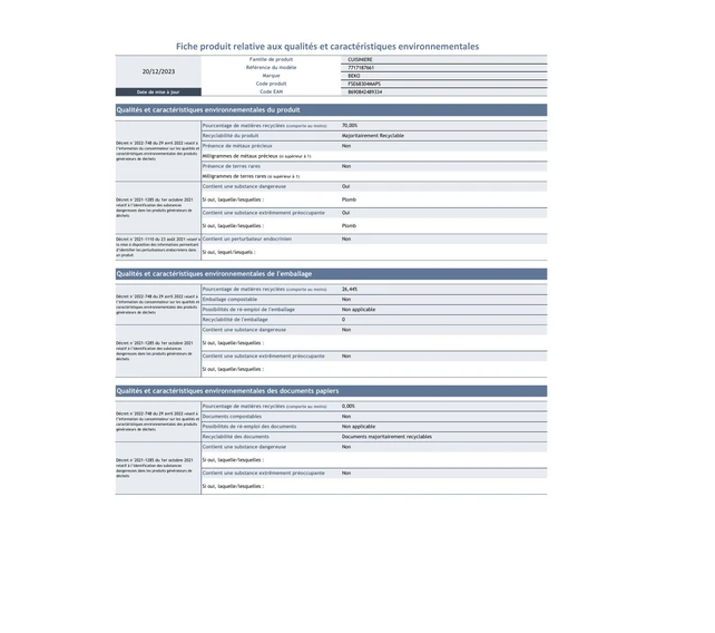 Cuisinière induction Beko FSE68304MAPS