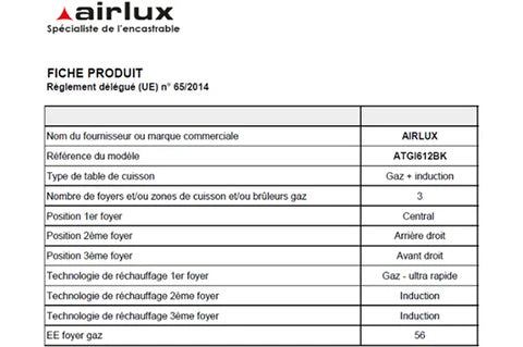 Plaque mixte Airlux ATGI612BK