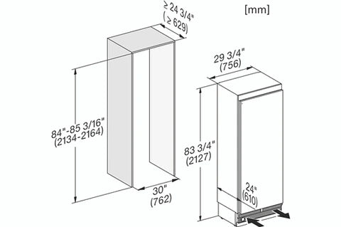 Congélateur armoire Miele F 2813 VI - ENCASTRABLE - 213 CM