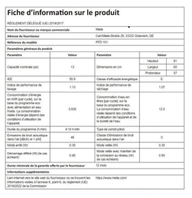 Lave-vaisselle pose libre Miele PFD 101