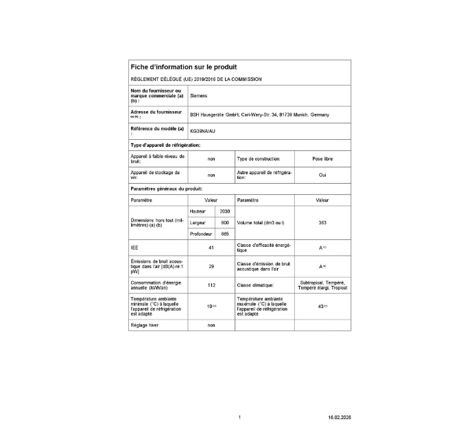 Réfrigérateur congélateur en bas Siemens KG39NAIAU, iQ500 Argent