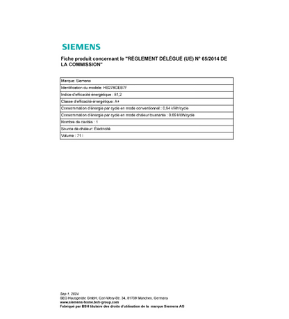 Four encastrable Siemens hb278geb7f