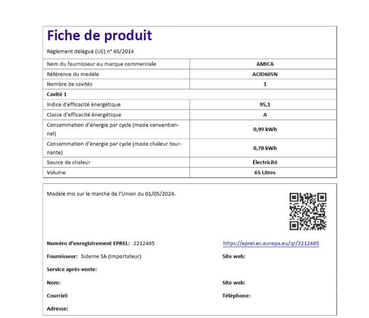 Cuisinière induction Amica ACID605N