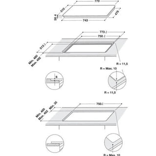 Plaque induction Whirlpool Table de cuisson induction 75cm 4 feux 7200w noir wlb2977ne