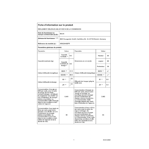 Lave-linge séchant Bosch WNG24402FR