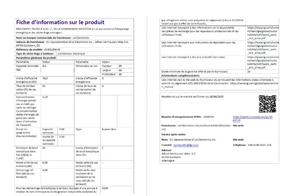 Sèche-linge pompe à chaleur Lg RH8N15WHB