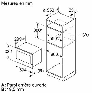 Micro-ondes mono-fonction Bosch BFR9221B1 Ouverture à droite