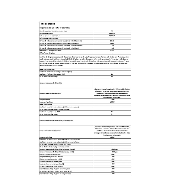 Climatiseur mobile Tcl P09F3SW1