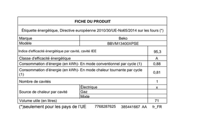 Four encastrable Beko BBVM13400XPSE