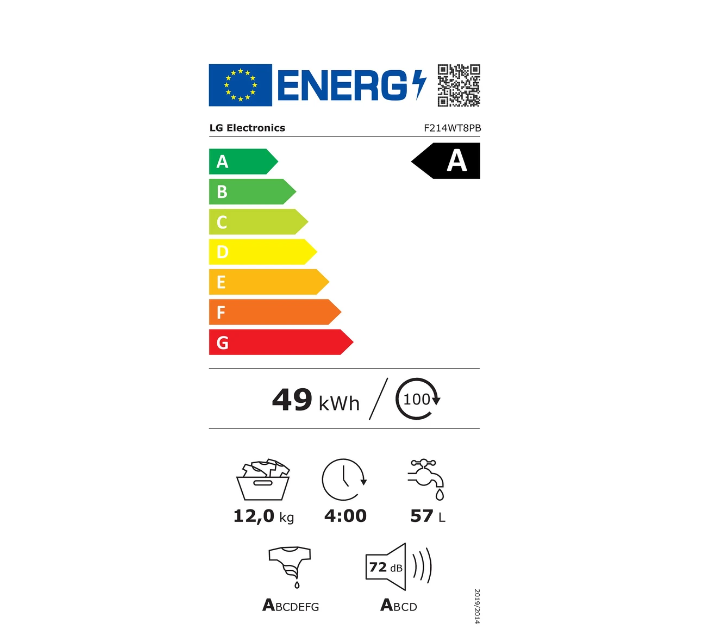 Lave-linge séchant Lg F214WT8PB 12 kg / 10 kg