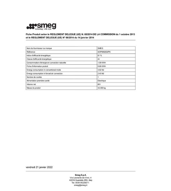 Four encastrable Smeg SOP6902S2PN