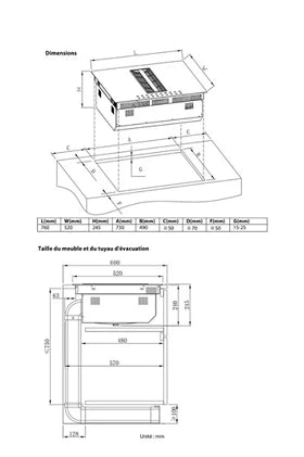 Plaque de cuisson avec hotte intégrée Thomson THIH76 + HOTTE INTÉGRÉE