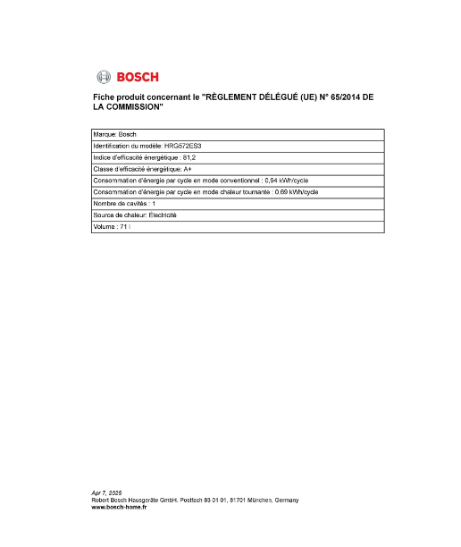 Four encastrable Bosch HRG572ES3