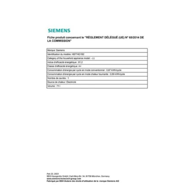 Four encastrable Siemens HB774G1B2 IQ700