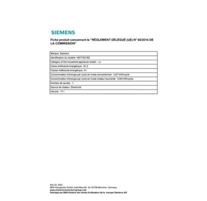 Four encastrable Siemens HB774G1B2 IQ700