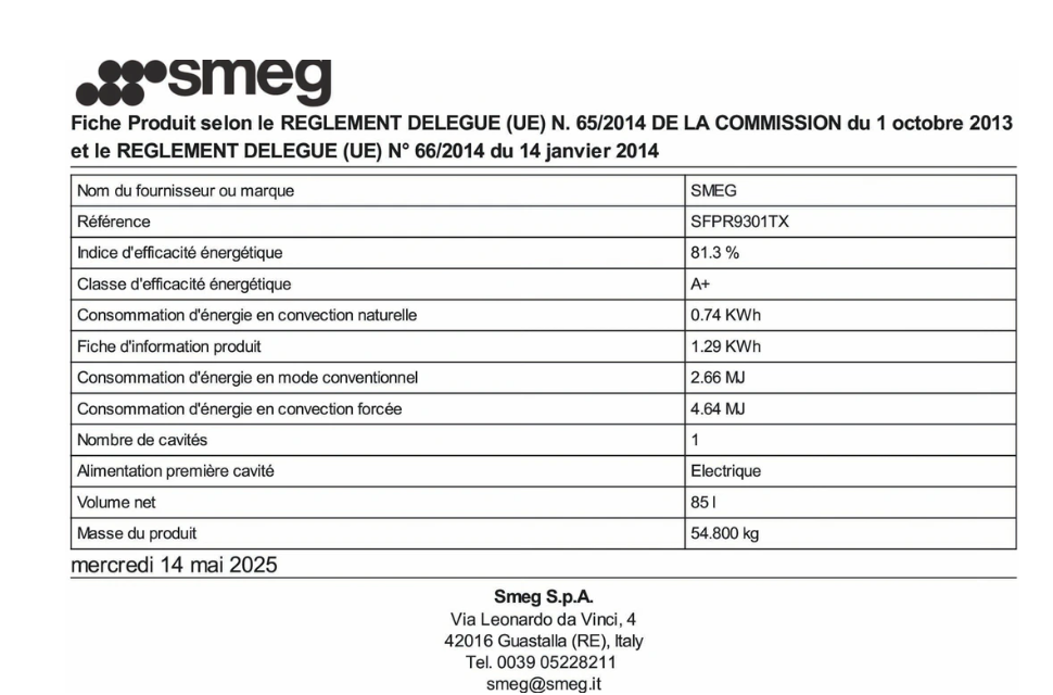 Four encastrable Smeg SFPR9301TX