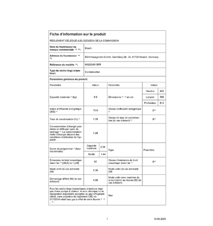 Sèche-linge pompe à chaleur Bosch WQG2451SFR