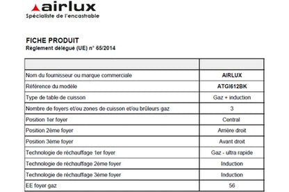 Plaque mixte Airlux ATGI612BK