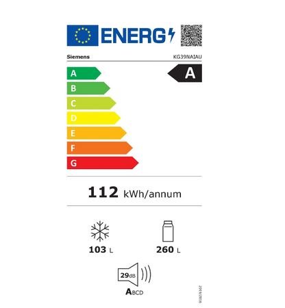 Réfrigérateur congélateur en bas Siemens KG39NAIAU, iQ500 Argent