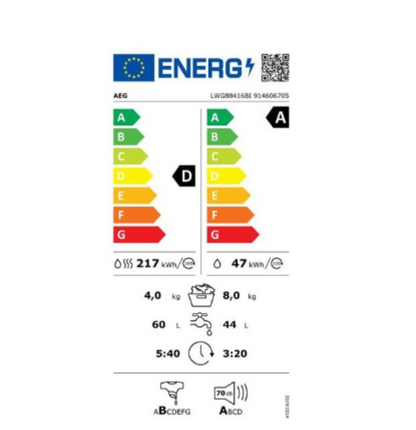 Lave-linge séchant Aeg LWG88416BI