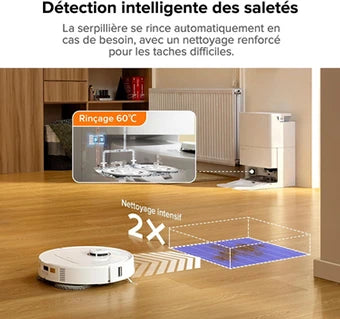 Aspirateur robot Roborock Aspirateur robot Qrevo Pro avec lavage à l'eau chaude à 60 °C (version améliorée du Qrevo S/S7 Max Ultra), lavage et nettoyage intelligents,