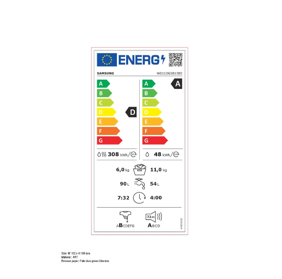 Lave-linge séchant Samsung WD11DG5B15BE