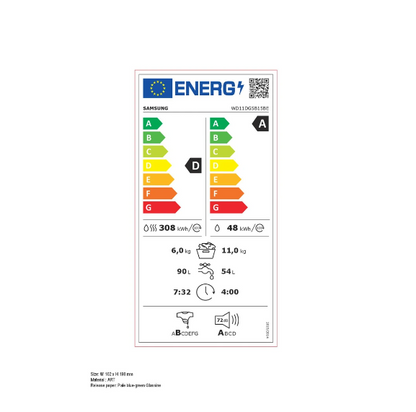 Lave-linge séchant Samsung WD11DG5B15BE