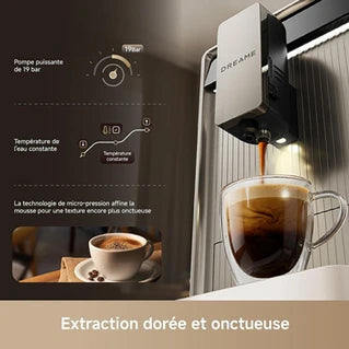 Cafetière filtre Dreame Ecceluxe Slim - machine à expresso automatique, format compact pour un goût digne d'un barista, design ultra-fin de 18 cm, écran tactile pour