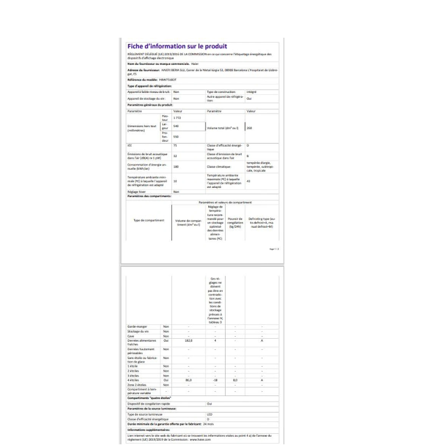 Réfrigérateur congélateur en bas Haier hbw7518dt - combine encastrable 177 cm