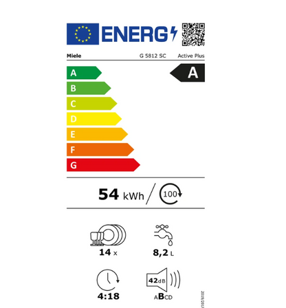 Lave-vaisselle pose libre Miele G 5812 SC Blanc