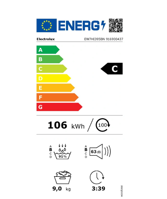 Sèche-linge pompe à chaleur Electrolux EW7HI395BN