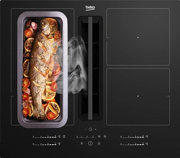 Plaque de cuisson avec hotte intégrée Beko HIXI64700UF + HOTTE INTÉGRÉE