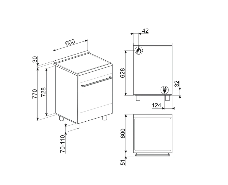 Cuisinière mixte Smeg GP61BL9