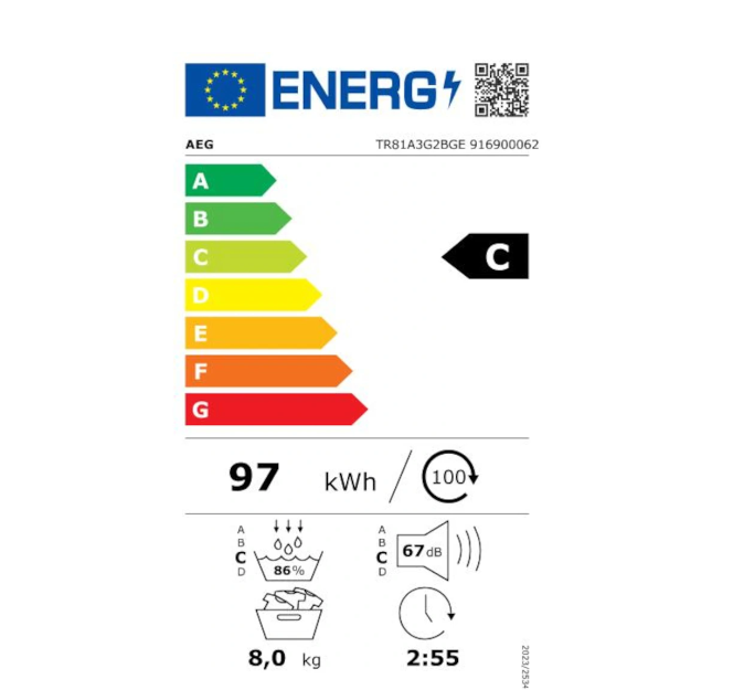 Sèche-linge pompe à chaleur Aeg TR81A3G2BGE 8 kg