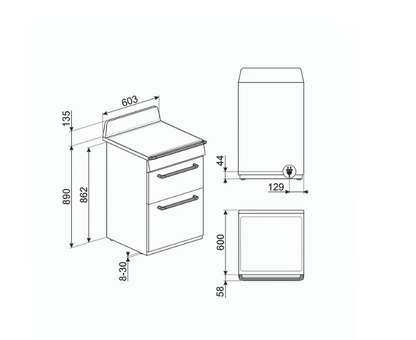 Cuisinière induction Smeg TR62IBL2