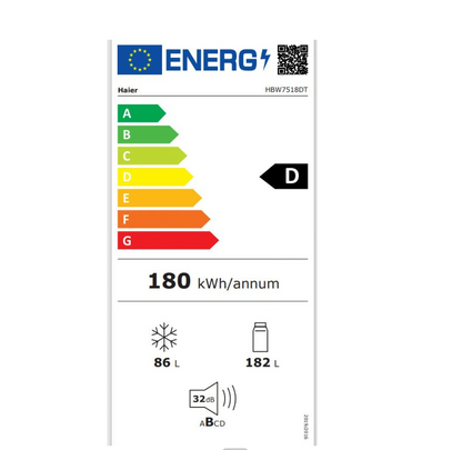 Réfrigérateur congélateur en bas Haier hbw7518dt - combine encastrable 177 cm