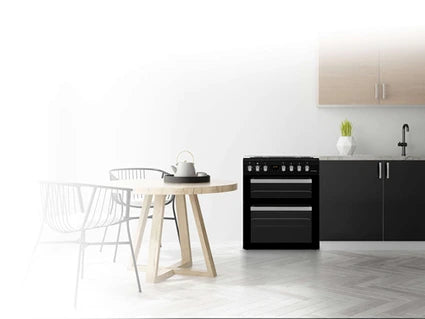 Gazinière Schneider SCCG64DO-BM - Cuisinière double four 4 feux gaz Black mat