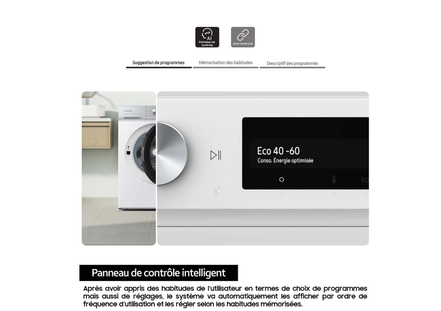 Lave-linge hublot Samsung WW11DB7B94GB BESPOKE AI
